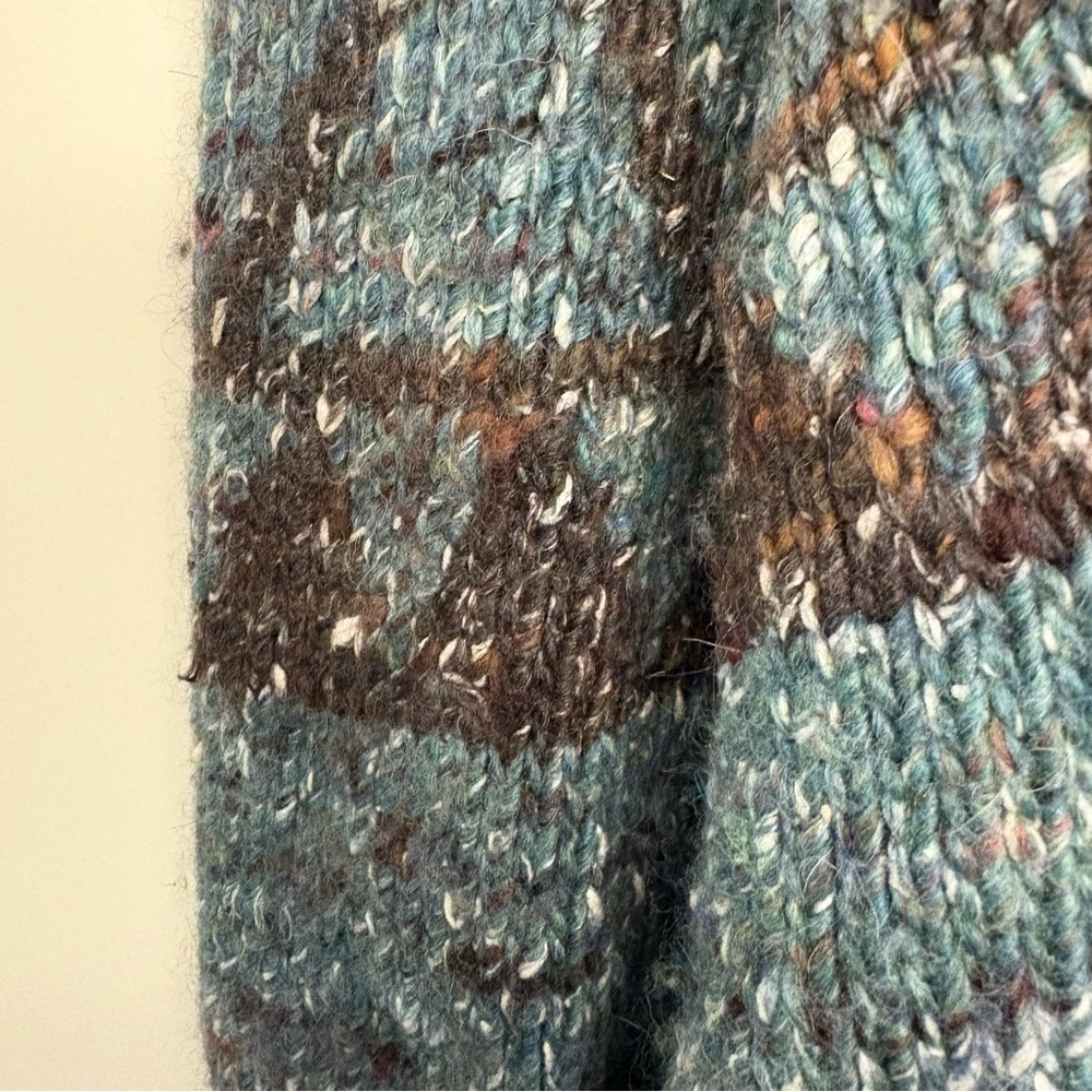 Manaaki Koro Intarsia Cardigan Forest Size M Men Wool Alpaca Silk Blend Natural - Picture 4 of 12